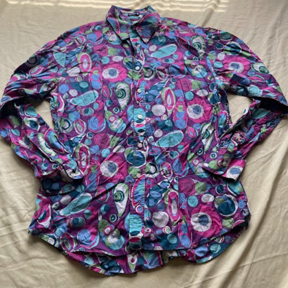 Robert Graham | Vibrant Abstract Print Button-Down Shirt | Multicolor | Size L |